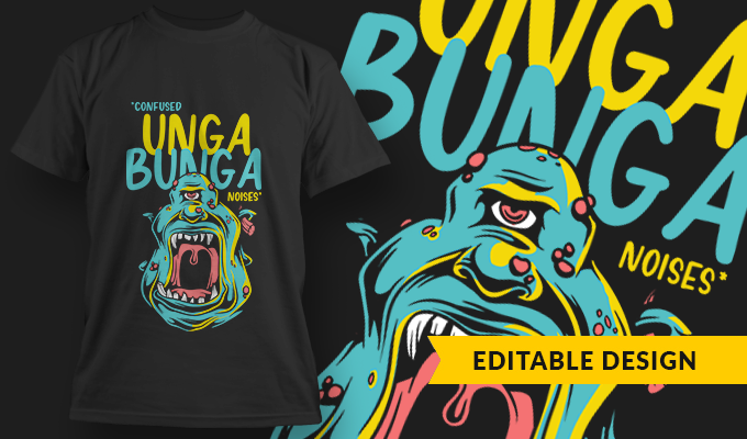 Confused Unga Bunga Noises - T-shirt Design Template 2740