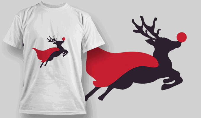 Flying Rudolph - Editable T-shirt Design Template 2256