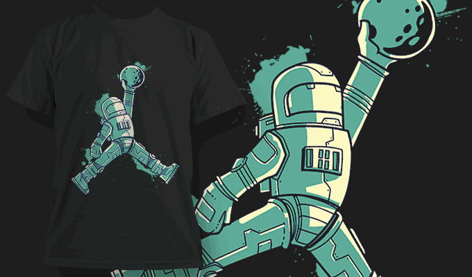 Astronaut Slam Dunk - T-shirt Design Template 2451