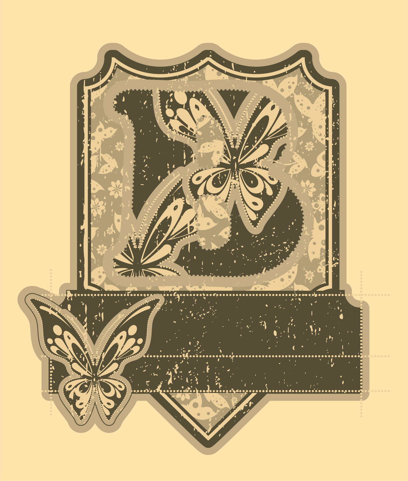 Bold Splash Vector: Vector Vintage Label With Butterflies