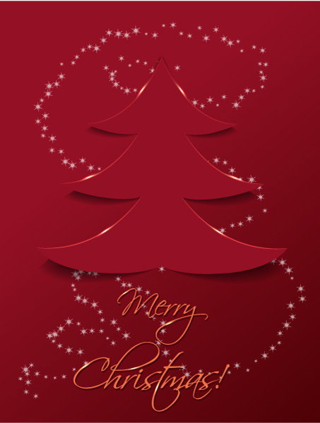 Sticker Vector Background: Christmas Vector Background Illustration With Christmas Tree Sticker