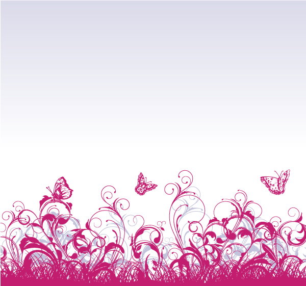 Striking Floral Vector Illustration: Floral Background With Butterflies Vector Illustration Illustration