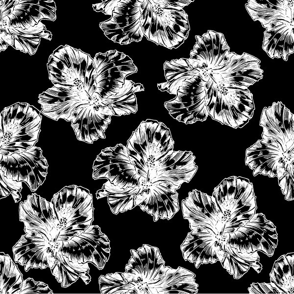 Floral, Hibiscus, Hibiscus Vector Vector Vintage Seamless Floral Wallpaper With Hibiscus