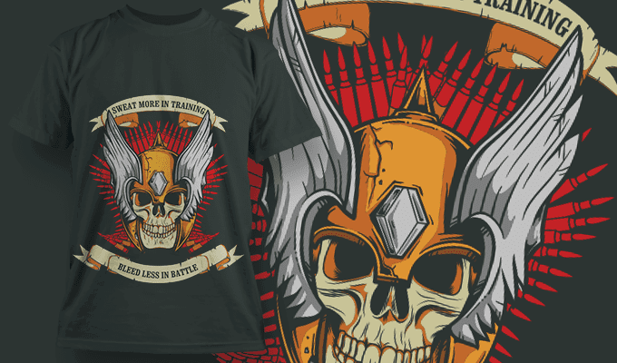 Sweat More In Training, Bleed Less In Battle | T-Shirt Design Template 4115