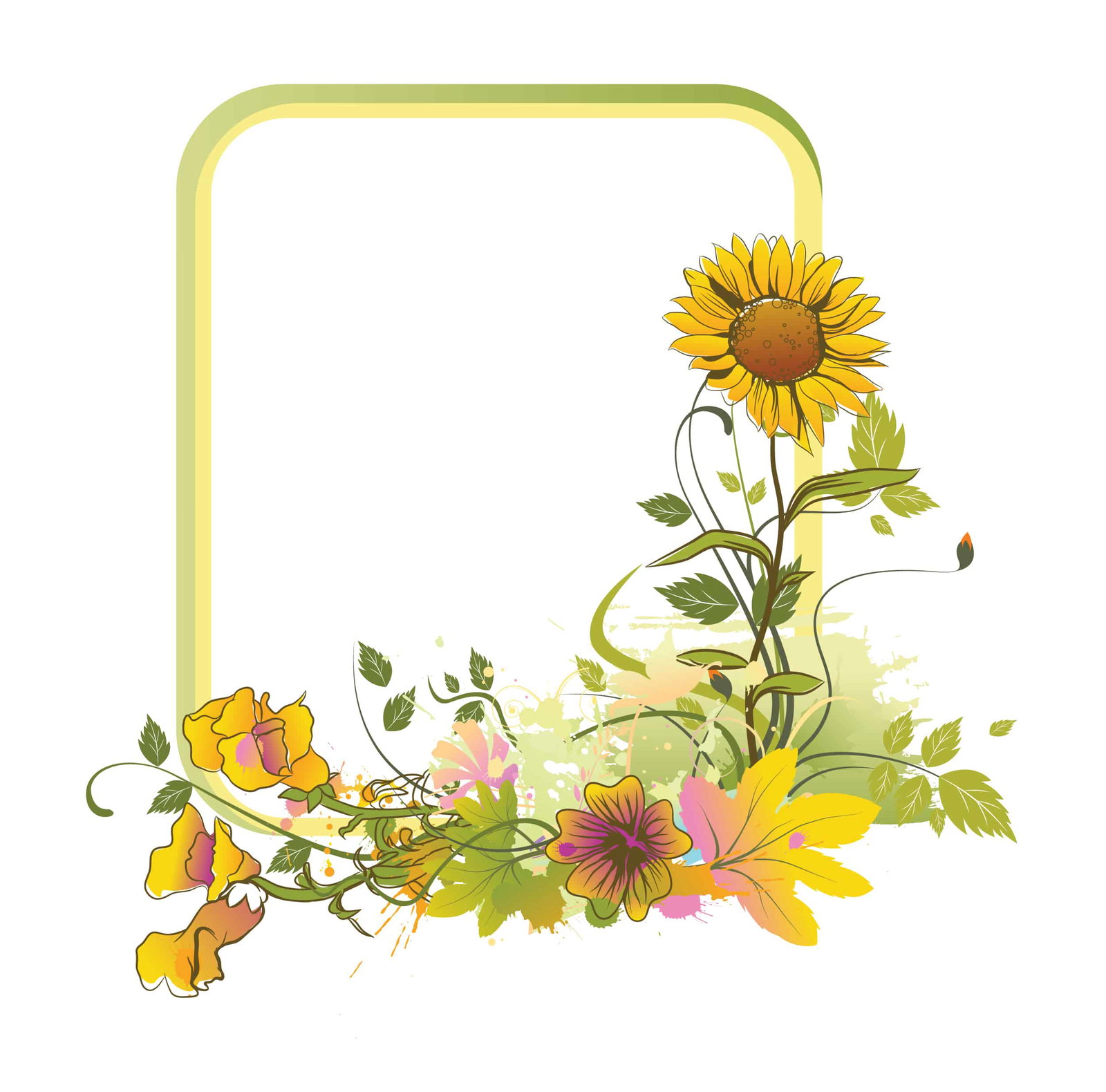 Colorful, Frame Vector Graphic Colorful Floral Frame Vector Illustration