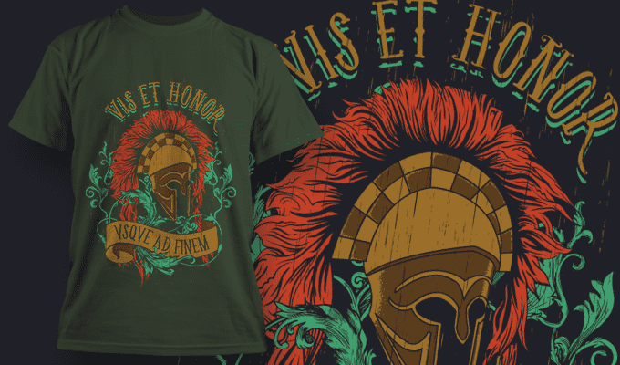 Vis Et Honor - Vsqve Ad Finem | T-Shirt Design Template 4039